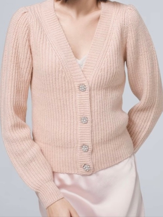 White House Black Market Sweaters - NWT White House Black Market Cardigan Women’s Pink Knit Top Long Sleeve, Size L